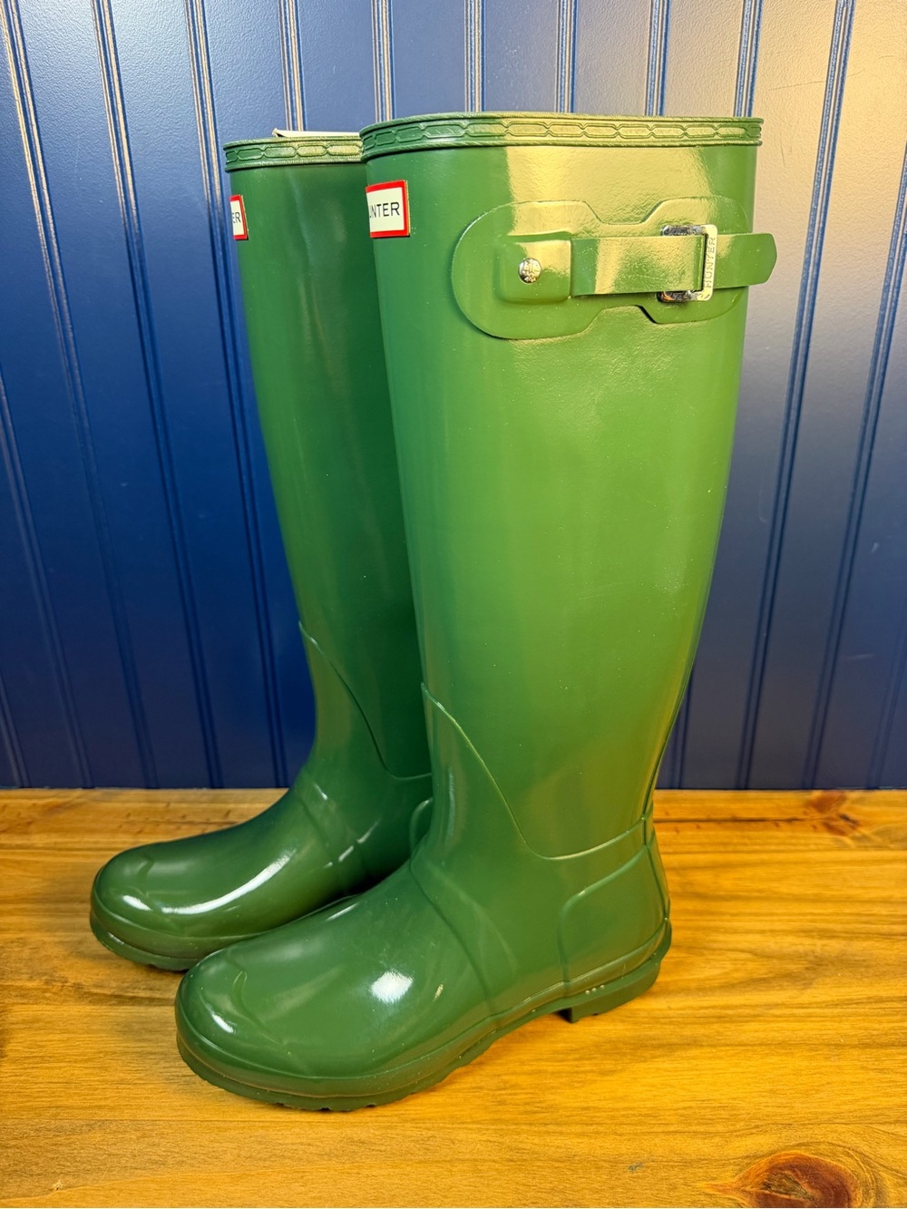 Hunter Original Tall Gloss Rain Boots Hunter Green Women’s Size 9 w/ Box - Picture 3 of 8